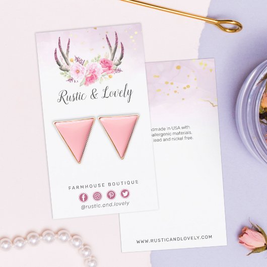 Roze Goud Rustieke Bloemengewei Oorbel Sieraden Visitekaartje