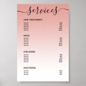 Roze Goud Salon Prijslijst Service Menu Poster (Voorkant)
