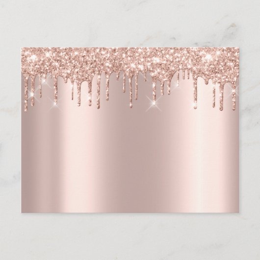 Roze Goud Sark Drips Minimaal Gewoon Glam Aankondigingskaart (Voorkant)