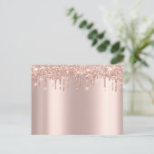 Roze Goud Sark Drips Minimaal Gewoon Glam Aankondigingskaart (Staand voorkant)