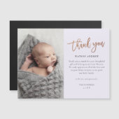 Roze Goud Schrift Baby Bedankt Magnetische Kaart (Voorkant / Achterkant)