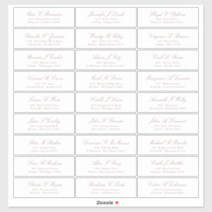 Roze Goud Schrift Gastnamen Adres Sticker