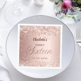 Roze goud schrift Sweet 16 Servet