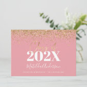 roze goud script moderne elegante afstuderen  kaart (Staand voorkant)