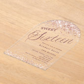 Roze goud script moderne Sweet 16 heldere boog Acryl Uitnodigingen (Laagn)