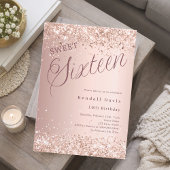 Roze goud script moderne Sweet 16 Kaart