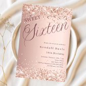 Roze goud script moderne Sweet 16 Kaart