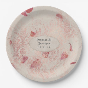 Roze Goud Shabby-Chic Bruiloft Papieren Bordje