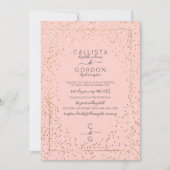 Roze Goud Sparkly Glitter Confetti Border Wedding Kaart (Voorkant)