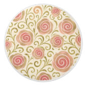 Roze & Goud Sprookje Verhalenboek Prinses Rozen Keramische Knop (Voorkant)