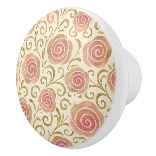 Roze & Goud Sprookje Verhalenboek Prinses Rozen Keramische Knop (Rechts)