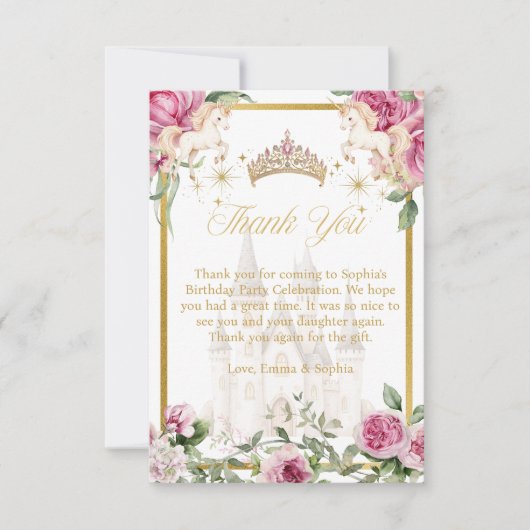Roze Goud Sprookjesprinses Kroon Dank u Kaarten (Voorkant)