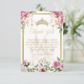 Roze Goud Sprookjesprinses Kroon Dank u Kaarten (Staand voorkant)