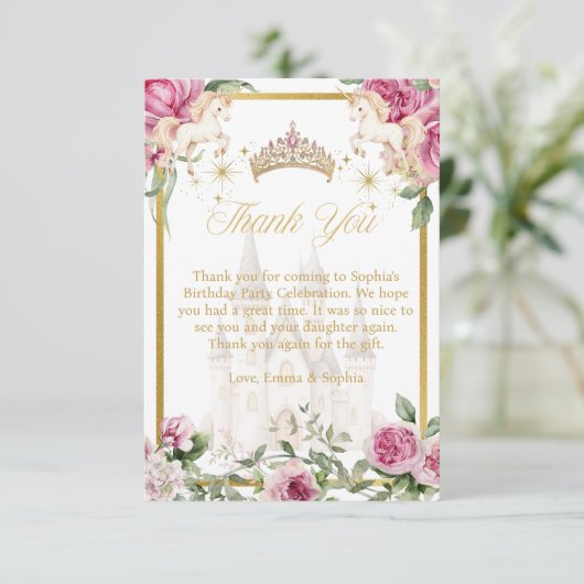 Roze Goud Sprookjesprinses Kroon Dank u Kaarten (Staand voorkant)