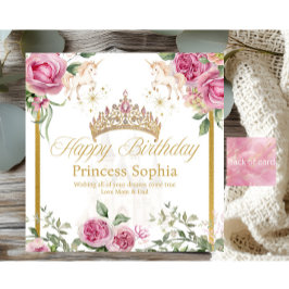 Roze Goud Sprookjesprinses Kroon Verjaardag Kaart