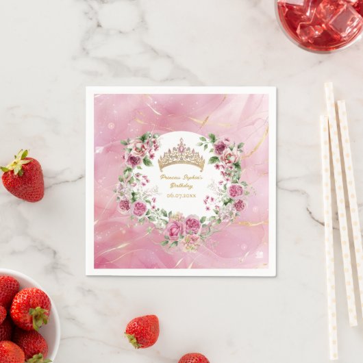 Roze Goud Sprookjesprinses Kroon Verjaardag Servet (Insitu)