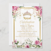 Roze Goud Sprookjesprinses Kroon Verjaardagsfeest Kaart (Voorkant)