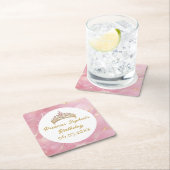 Roze Goud Sprookjesprinses Kroon Verjaardagsfeest Kartonnen Onderzetters (Insitu)