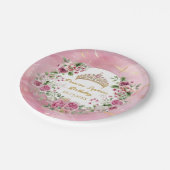 Roze Goud Sprookjesprinses Kroon Verjaardagsfeest Papieren Bordje (Gekanteld)