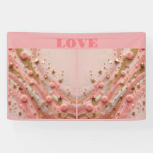 Roze Goud Sterrenbeeld Gouden Glitter Love Banner