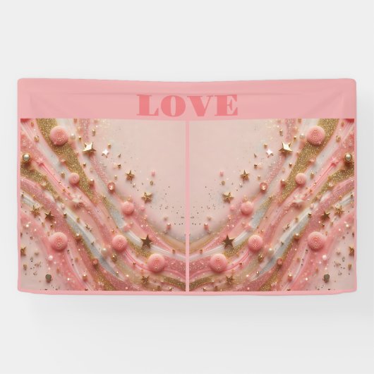 Roze Goud Sterrenbeeld Gouden Glitter Love Banner (Horizontaal)
