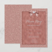 Roze Goud & Stijlvol Glitter Menu RSVP (Voorkant / Achterkant)