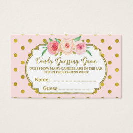 Roze Goud Stippen Baby shower Snoep Gissen Spel Visitekaartje