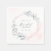 Roze Goud Stof Blauw Groene Bruiloftsdouche Servet (Voorkant)