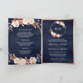 Roze Goud Stof Roze Bloem QR Code Marine Huwelijk (Binnen)