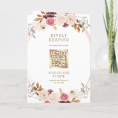 Roze Goud Stof Roze Bloem QR Code Trouwen (Achterkant)