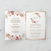 Roze Goud Stof Roze Bloemencode met QR Code Trouwe (Binnen)