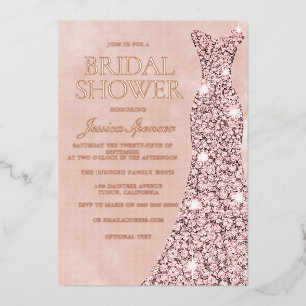 Roze Goud, Stof Roze & Blush Jurk Bruidsmeisje Sho Folie Uitnodiging