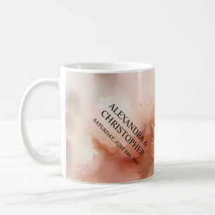 Roze Goud Stof Watercolor Trouwdag Koffiemok