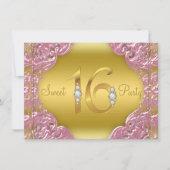 Roze Goud Sweet 16 Party Kaart (Voorkant)