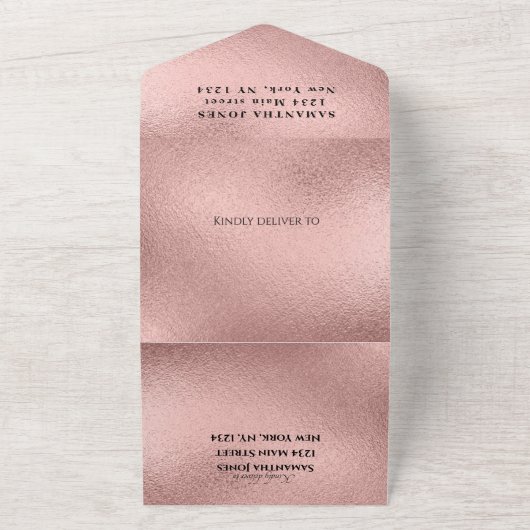 Roze goud Sweet 16 Pretty Glitterende Meisjesachti All In One Uitnodiging (Buitenkant)