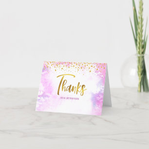 Roze Goud Sweet 16 Verjaardag Waterverf Glam Girly Bedankkaart