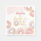 Roze Goud Sweet One Donut Verjaardag Papier Servet (Voorkant)