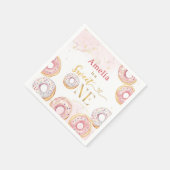 Roze Goud Sweet One Donut Verjaardag Papier Servet (Hoek)