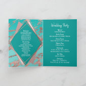 Roze Goud Teal Groen Marmer Diamant Uitnodigingska Programma (Binnen)