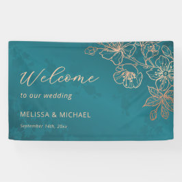Roze Goud Teal Transparante Trouw Spandoek