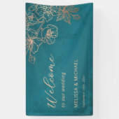Roze Goud Teal Transparante Trouw Spandoek (Verticaal)