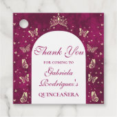 Roze Goud Tiara Vlinders 15 jaar oud Dank U Bedankjes Labels (Voorkant)