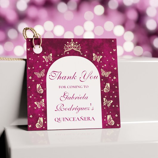 Roze Goud Tiara Vlinders 15 jaar oud Dank U Bedankjes Labels