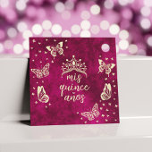 Roze Goud Tiara Vlinders 15 jaar oud Dank U Bedankjes Labels