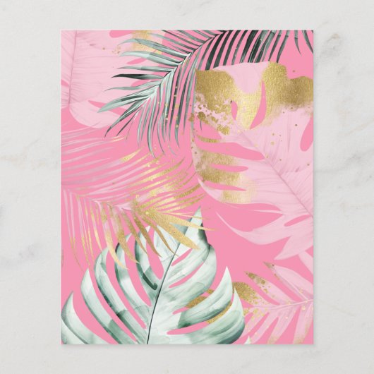 Roze & Goud Tropische bladeren Verjaardag Pool Par (Achterkant)