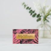 Roze goud tropische palm elegante script typografi visitekaartje (Staand voorkant)