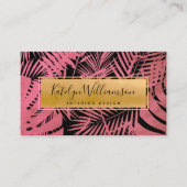 Roze goud tropische palm elegante script typografi visitekaartje (Voorkant)