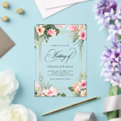 Roze Goud Tropische Strand Bestemming Huwelijk Acryl Uitnodigingen (Insitu (Huwelijk))