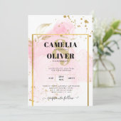 ROZE GOUD TROUW Alcohol Ink Abstract Kaart (Staand voorkant)