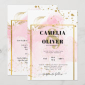 ROZE GOUD TROUW Alcohol Ink Abstract Kaart (Voorkant / Achterkant)